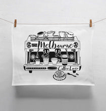 Load image into Gallery viewer, coffee-lover-illustrated-screen-printed-tea-towel-Vicinity-store.jpg