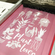 Load image into Gallery viewer, Vicinity Store Plant Lover illustrated, screen printed linen tea towel