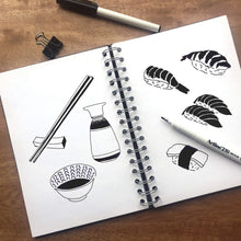 Load image into Gallery viewer, Vicinity Store Sushi Lover illustration, screen printed linen tea towel