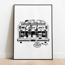 Load image into Gallery viewer, a3-coffee-lover-illustration-coffee-machine-screen-print- Vicinity-Store.jpg
