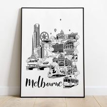 Load image into Gallery viewer, a3-screen-printed-melbourne-city-illustration- Vicinity-Store.jpg