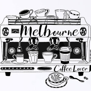 Vicinity Store A3 Screen Printed Melbourne Coffee Lover illustration
