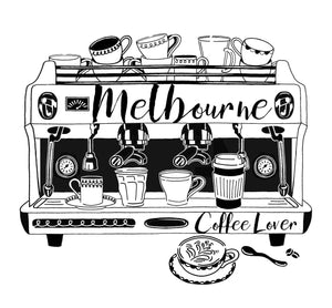 Vicinity Store A4 Screen Printed Melbourne Coffee Lover illustration