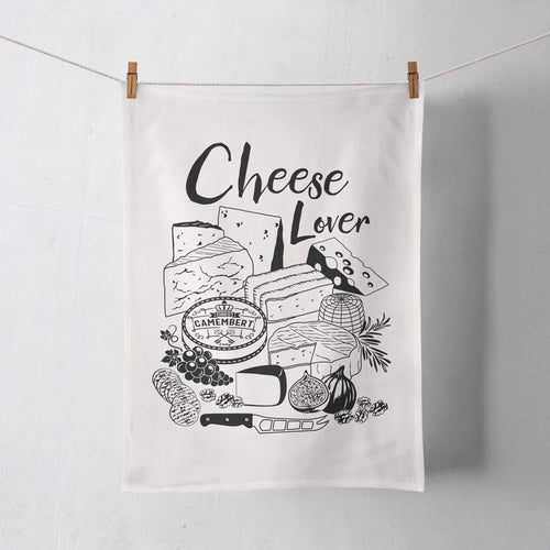Vicinity Store Cheese Lover screen printed, linen, cotton tea towel