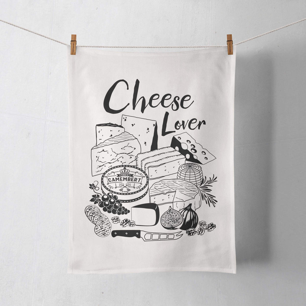 Vicinity Store Cheese Lover screen printed, linen, cotton tea towel