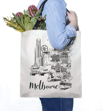 Load image into Gallery viewer, Vicinity-Store-Melbourne-CBD-illustration-screen-printed-tote-bag.jpg
