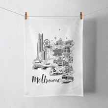 Load image into Gallery viewer, melbourne-illustrated-screen-printed-tea-towel-Vicinity-Store.jpg 