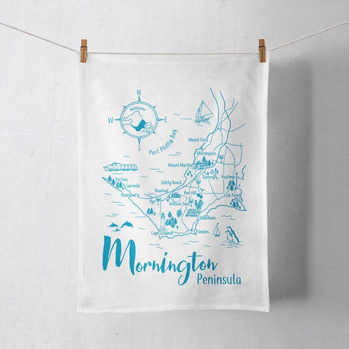 Vicinity Store Mornington Peninsula Screen Printed linen tea towel