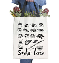 Load image into Gallery viewer, sushi-lover-illustration-screen-printed-tote-bag-Vicinity-store.jpg