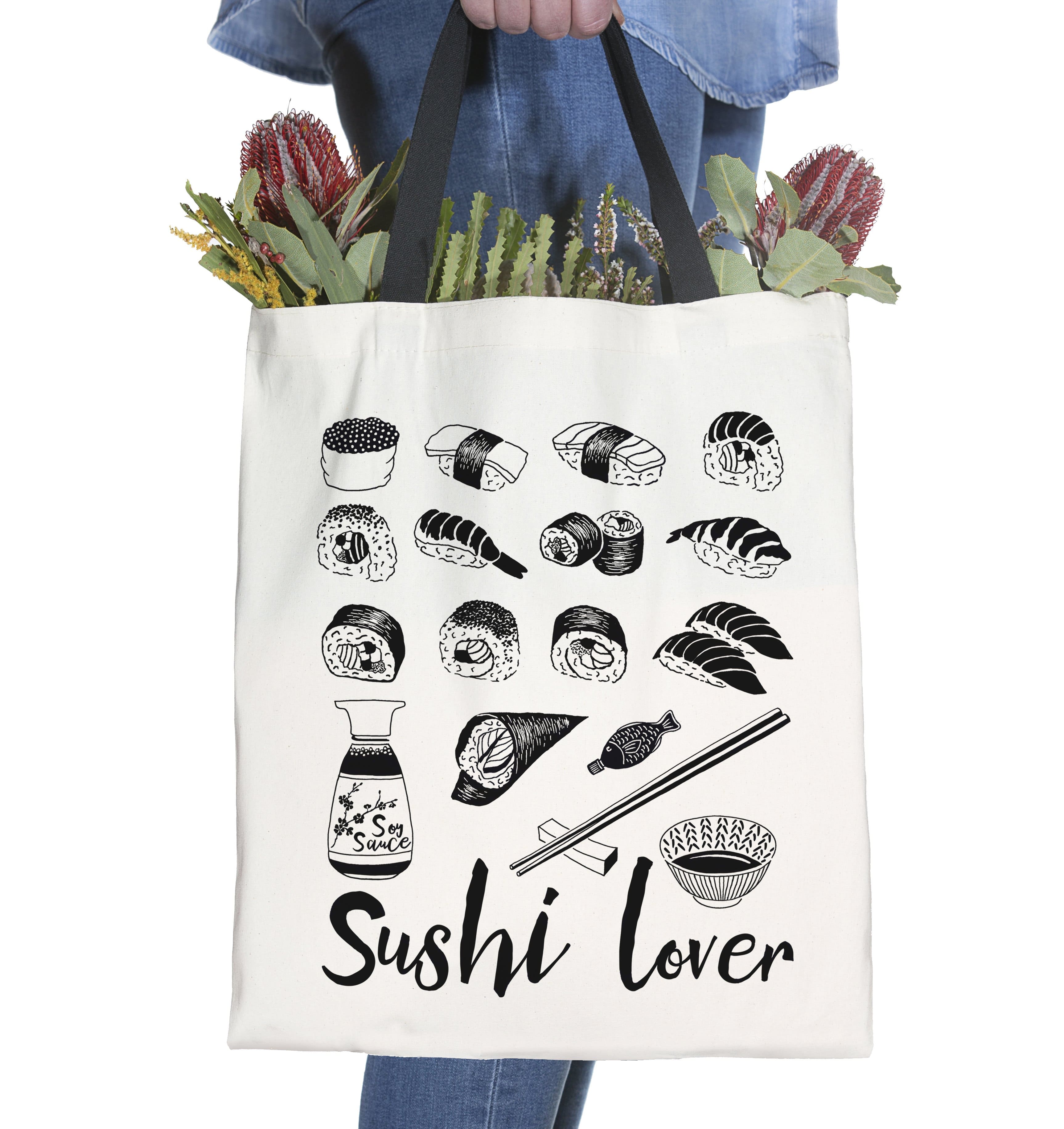 Sushi Lover Illustration, Screen Printed Tote Bag | Vicinity store